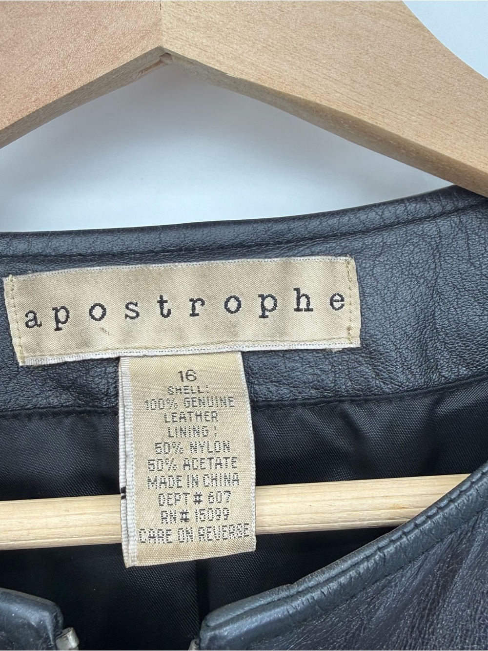 Apostrophe *Fair* Black Genuine Leather Jacket Classic Size 16 Y2k Style - Picture 3 of 15